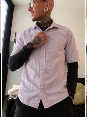 H&M Light Lavender Short Sleeve Button-Down Shirt